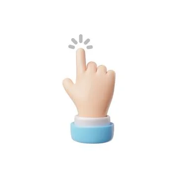 3D finger touch gesture with "click" and "point" icons on a white background Stock Illustration
