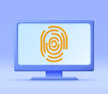 3D Fingerprint on Computer Isolated イラスト素材