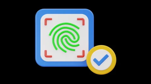 3D Fingerprint Scanner Biometric Verification Icon, Alpha Channel Stock Footage 312625071