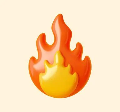 3d fire flame, bonfire and hot emoji Stock Illustration