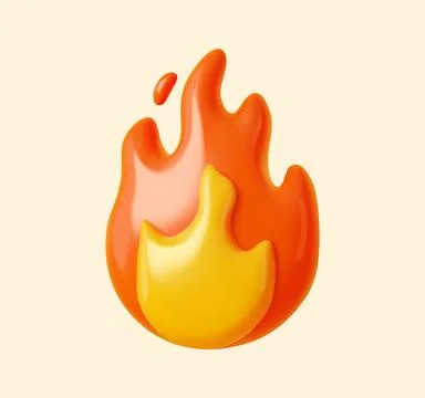 3D fire flame or bonfire hot emoji of burning heat Stock Illustration