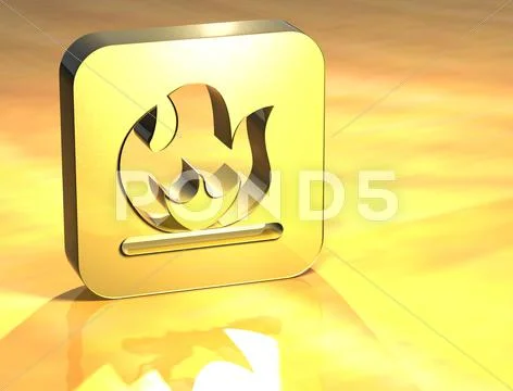 3d fire gold sign Stock Illustration
