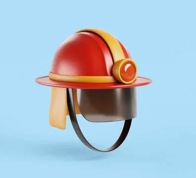 3d fire helmet with face shield, lantern and flame retardant cape. Cartoon Stock Illustration