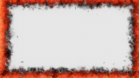3D Fire VFX Element Loop Transparent Frame Border Overlay Vídeo Stock 348079983