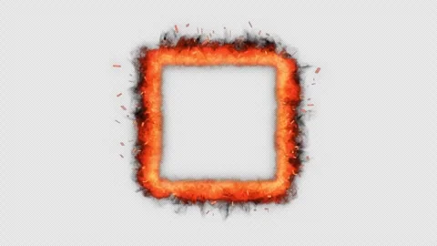 3D Fire VFX Element Transition Transparent Square Overlay Vídeo Stock 348060265