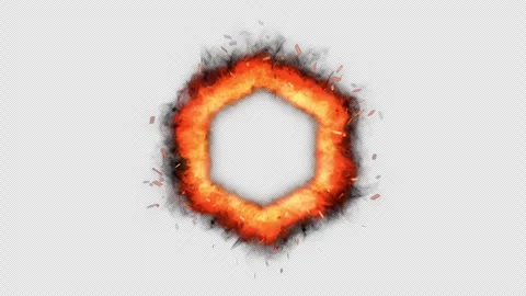 3D Fire VFX Element Transition Transparent Hexagonal Overlay Vídeos de archivo 348079272