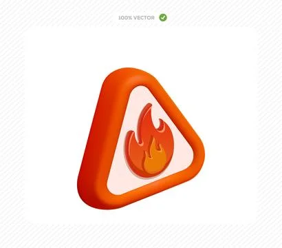 3d fire warning symbol inside a red triangle vector illustration Illustrazione stock