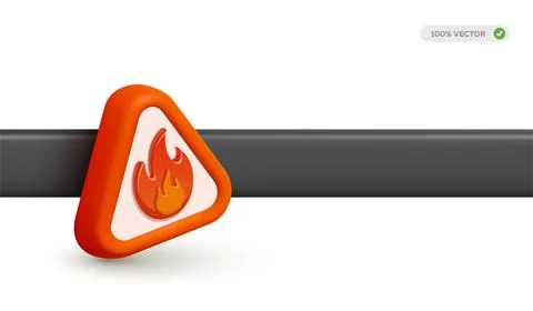 3d fire warning symbol inside a red triangle vector illustration Illustrazione stock