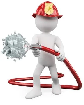 3d fireman putting out a fire Stock Illustration