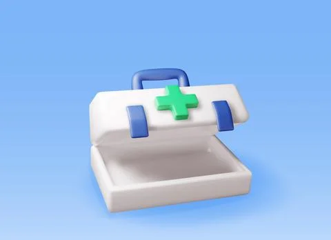 3d First aid kit with green cross isolated. Stock Illustration