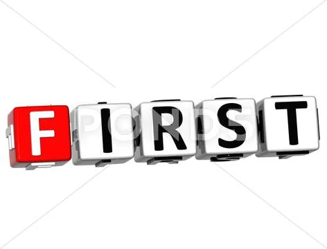 3d first block button text Stock Illustration