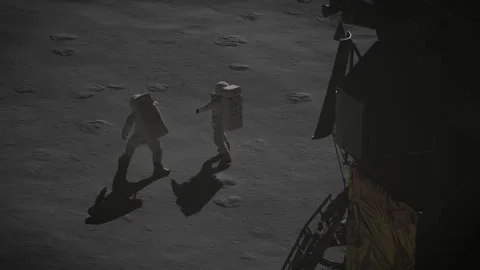 3D The first two human astronauts on the moon dance happily Stock Footage 289879672