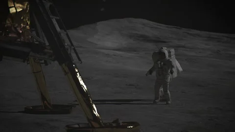 3D First Two human to set foot on the Moon Have Fun Stock Footage 289841597
