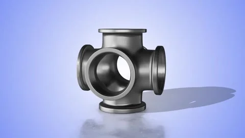 3D Fitting Cross Pipe Zooming Towards the Camera. Cross Pipe 3D Animation. 4K Stock Footage 284822961