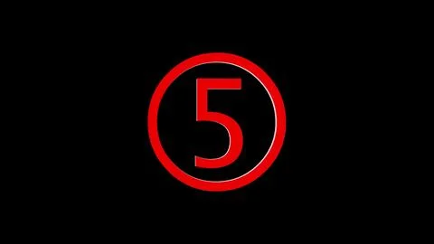 3d five logo icon loopable rotated red color on black background Stock Photos