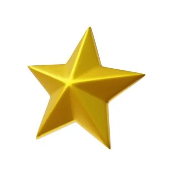 3D five-pointed golden star, Christmas tree decoration, realistic shape. Stock Illustration