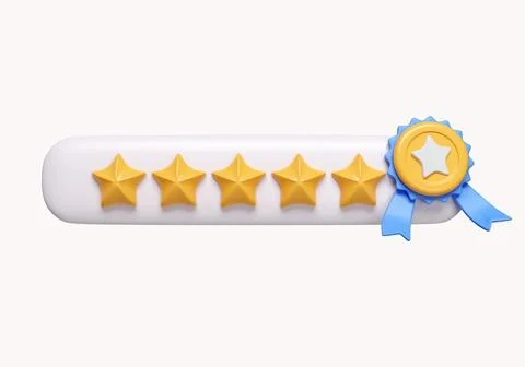 3d Five star rating. rate review customer experience quality service excellent Stock Illustration