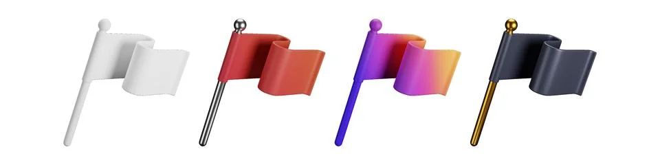 3D flag asset creative banner graphics and icons pack Stock-Illustration