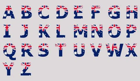 3D Flag of Australia on text Stock Illustration