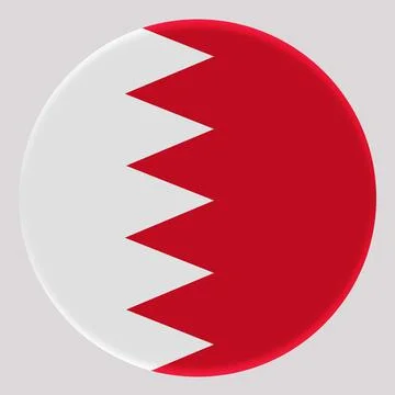 3D Flag of Bahrain on circle Illustrazione stock