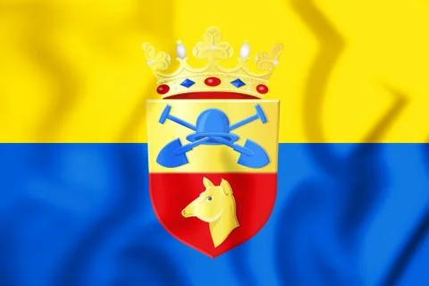 3D Flag of Bodegraven-Reeuwijk (South Holland), Netherlands. 3D Illustration. Stock Illustration