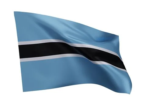 3d flag of Botswana isolated against white background. 3d rendering. Stock Illustration