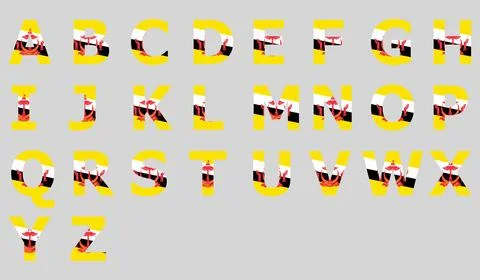 3D Flag of Brunei on text Stock Illustration
