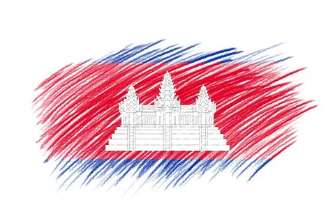 3D Flag of Cambodia on brush Stock Illustration