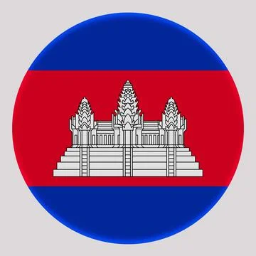 3D Flag of Cambodia on circle Stock Illustration