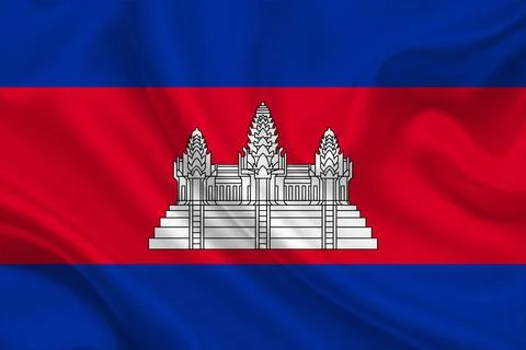 3D Flag of Cambodia on fabric Stock Illustration