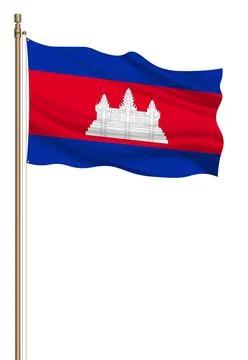 3D Flag of Cambodia on a pillar Stock Illustration