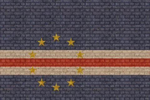 3D Flag of Cape Verde on brick wall Stock Photos