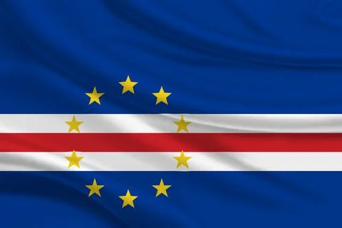 3D Flag of Cape Verde on fabric Stock Illustration