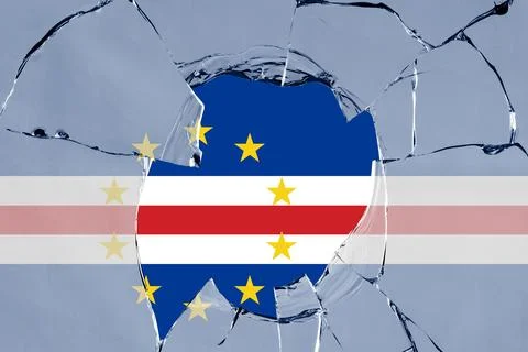3D Flag of Cape Verde on glass Stock Illustration