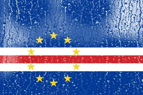 3D Flag of Cape Verde on a glass Stock Illustration