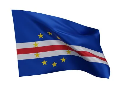 3d flag of Cape Verde isolated against white background. 3d rendering. Stock Illustration