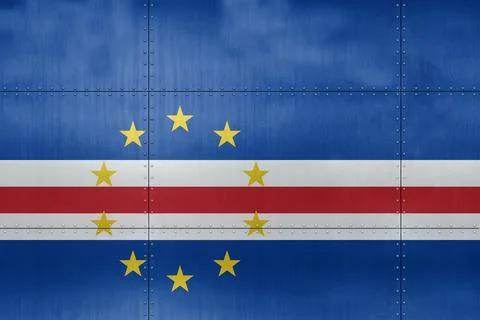 3D Flag of Cape Verde on metal Stock Illustration