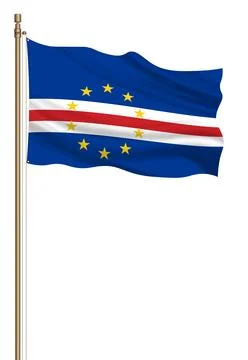 3D Flag of Cape Verde on pillar Stock Illustration