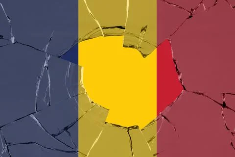 3D Flag of Chad on glass イラスト素材