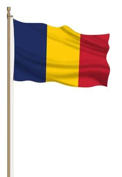 3D Flag of Chad on a pillar イラスト素材