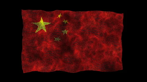 3d flag of the China consisting of round particles in motion Stock Footage 282024496