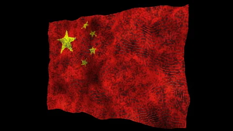 3d flag of the China consisting of round particles in motion Stock Footage 282024512