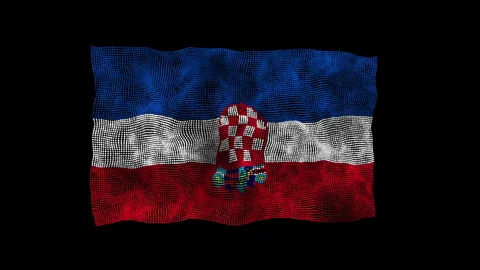 3d flag of the Croatia consisting of round particles in motion Stock Footage 284255549