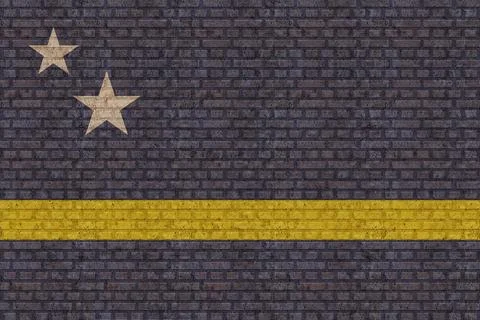 3D Flag of Curacao on brick wall Stock Photos