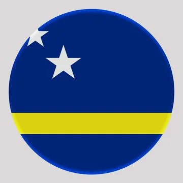 3D Flag of Curacao on circle Stock Illustration