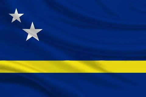 3D Flag of Curacao on fabric Stock Illustration