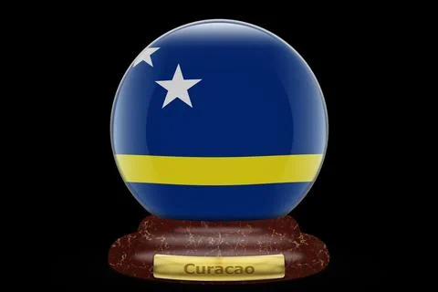 3D Flag of Curacao on a globe Stock Illustration