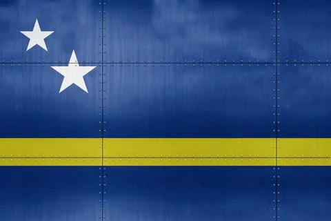 3D Flag of Curacao on metal Stock Illustration
