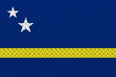 3D Flag of Curacao on a metal Stock Illustration