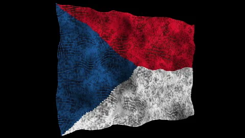 3d flag of the Czech Republic consisting of round particles in motion Stock Footage 284545583